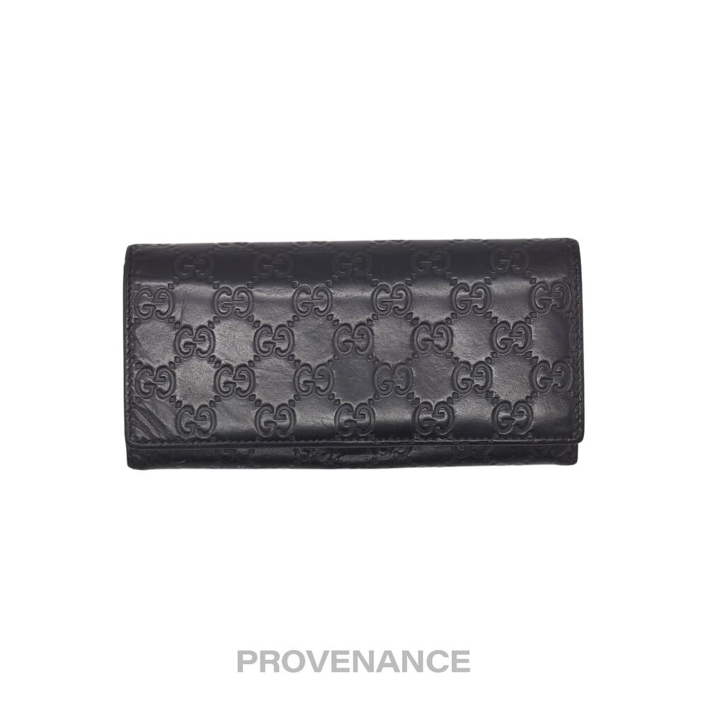 🔴 Gucci Long Wallet - Black Guccissima Leather